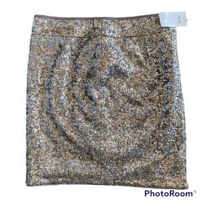 NWT Cache Vintage New Silver Sequin Fully Lined Mini Skirt Size 6